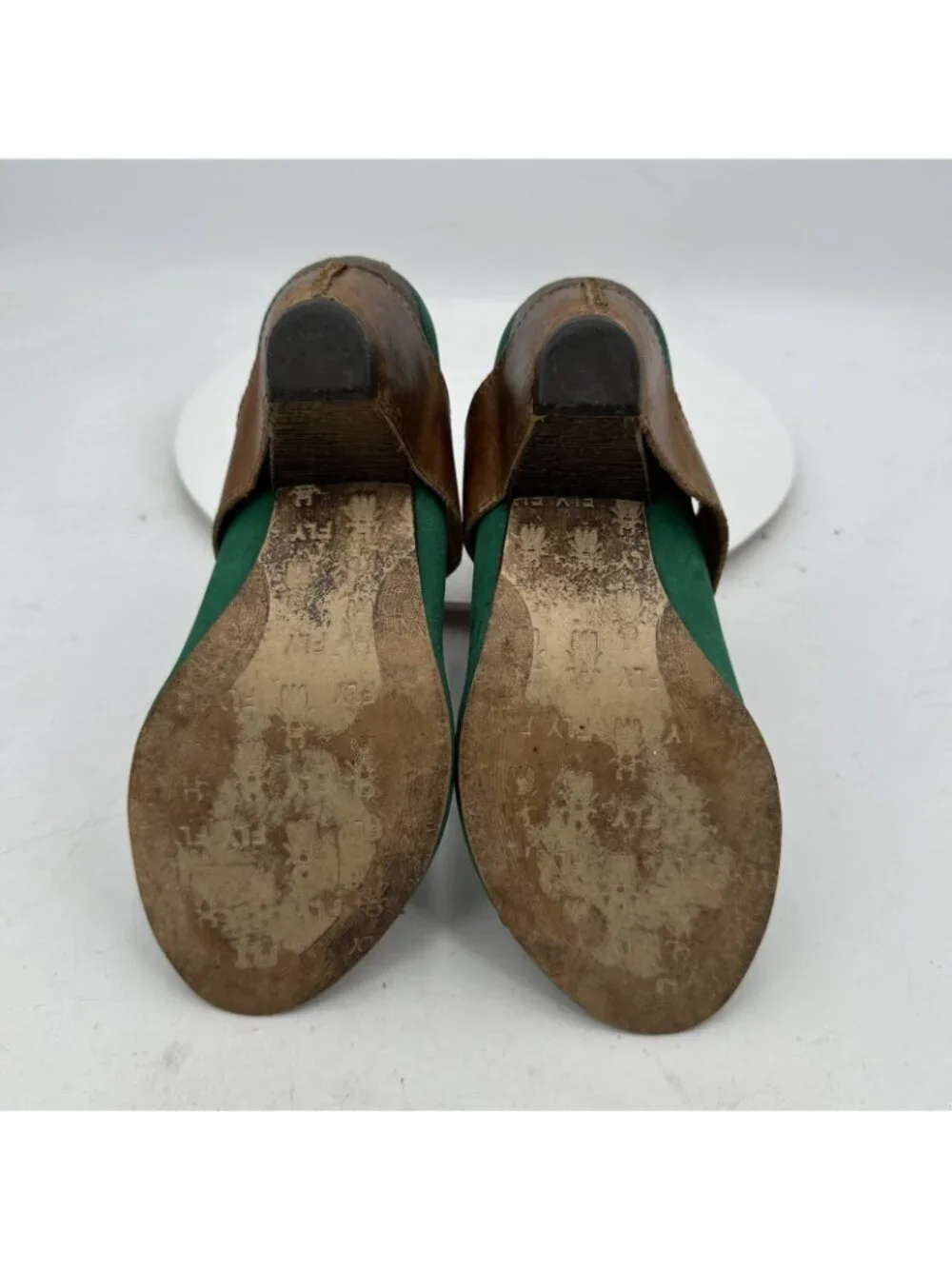 Fly London Women Size EU 37 US 7 Black Brown Green Leather Buckle Heel Shoes